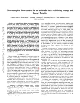 Neuromorphic force-control in an industrial task: validating energy and
  latency benefits