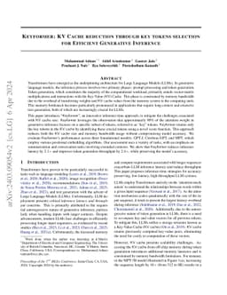 Keyformer: KV Cache Reduction through Key Tokens Selection for Efficient
  Generative Inference