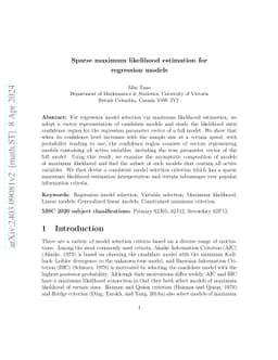 Sparse maximum likelihood estimation for regression models