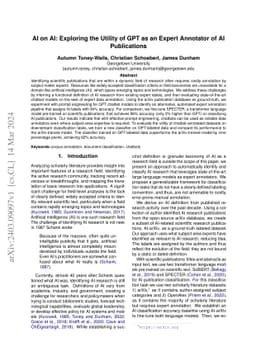 AI on AI: Exploring the Utility of GPT as an Expert Annotator of AI
  Publications