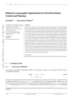 Efficient Lexicographic Optimization for Prioritized Robot Control and
  Planning