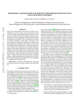Adversarial Training with OCR Modality Perturbation for Scene-Text
  Visual Question Answering