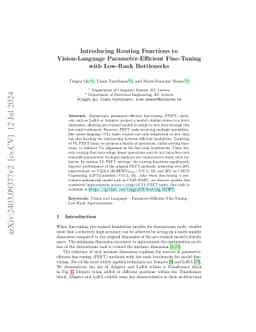 Introducing Routing Functions to Vision-Language Parameter-Efficient
  Fine-Tuning with Low-Rank Bottlenecks