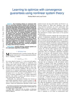 Learning to optimize with convergence guarantees using nonlinear system
  theory