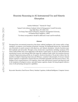 Heuristic Reasoning in AI: Instrumental Use and Mimetic Absorption