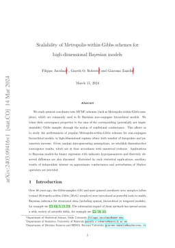 Scalability of Metropolis-within-Gibbs schemes for high-dimensional
  Bayesian models