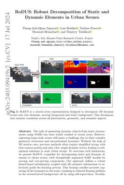 RoDUS: Robust Decomposition of Static and Dynamic Elements in Urban
  Scenes