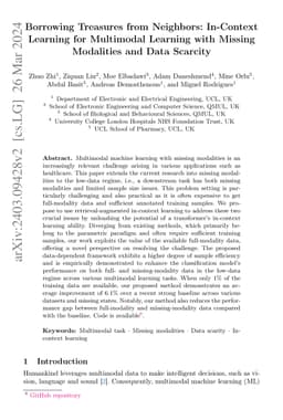 Borrowing Treasures from Neighbors: In-Context Learning for Multimodal
  Learning with Missing Modalities and Data Scarcity