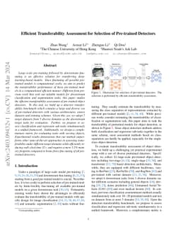 Efficient Transferability Assessment for Selection of Pre-trained
  Detectors