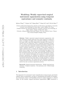 WeakSurg: Weakly supervised surgical instrument segmentation using
  temporal equivariance and semantic continuity