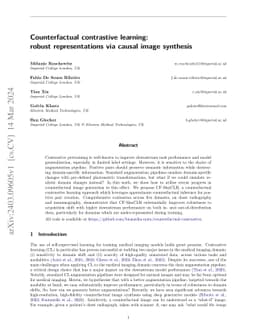 Counterfactual contrastive learning: robust representations via causal
  image synthesis