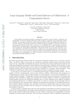 Large Language Models and Causal Inference in Collaboration: A Survey