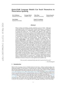 Quiet-STaR: Language Models Can Teach Themselves to Think Before
  Speaking