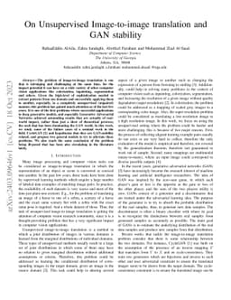 On Unsupervised Image-to-image translation and GAN stability