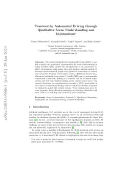 Trustworthy Automated Driving through Qualitative Scene Understanding
  and Explanations