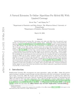 A Natural Extension To Online Algorithms For Hybrid RL With Limited
  Coverage
