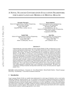 A Novel Nuanced Conversation Evaluation Framework for Large Language
  Models in Mental Health