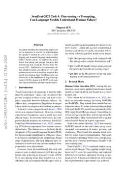 Fine-tuning vs Prompting, Can Language Models Understand Human Values?