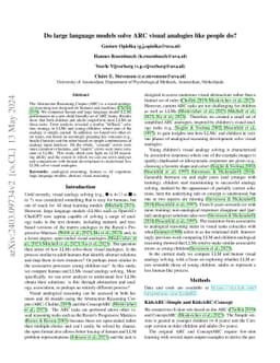 Do Large Language Models Solve ARC Visual Analogies Like People Do?