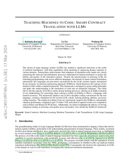Teaching Machines to Code: Smart Contract Translation with LLMs