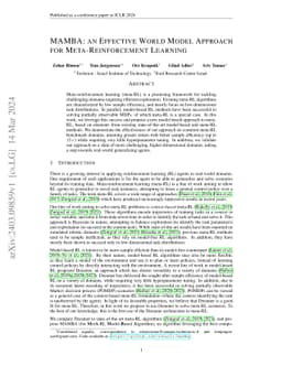MAMBA: an Effective World Model Approach for Meta-Reinforcement Learning