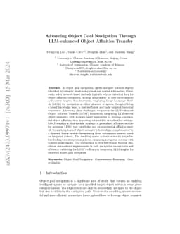 Advancing Object Goal Navigation Through LLM-enhanced Object Affinities
  Transfer