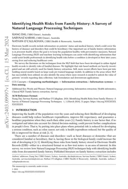 Identifying Health Risks from Family History: A Survey of Natural
  Language Processing Techniques