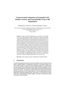 Temporal-spatial Adaptation of Promptable SAM Enhance Accuracy and
  Generalizability of cine CMR Segmentation
