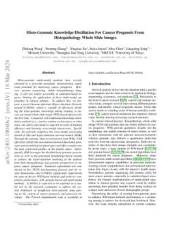 Histo-Genomic Knowledge Distillation For Cancer Prognosis From
  Histopathology Whole Slide Images