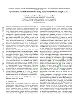 Specification and Enforcement of Activity Dependency Policies using
  XACML