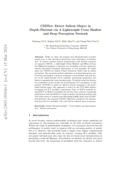 CSDNet: Detect Salient Object in Depth-Thermal via A Lightweight Cross
  Shallow and Deep Perception Network