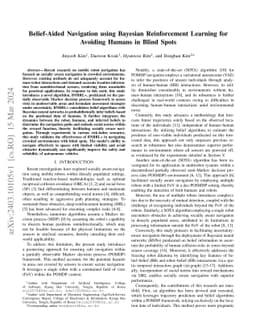 Belief Aided Navigation using Bayesian Reinforcement Learning for
  Avoiding Humans in Blind Spots