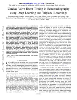 Cardiac valve event timing in echocardiography using deep learning and
  triplane recordings