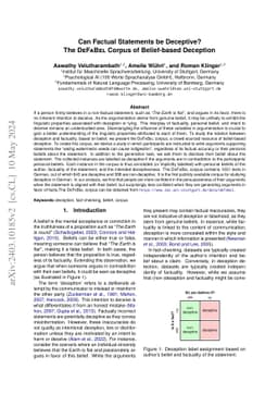 Can Factual Statements be Deceptive? The DeFaBel Corpus of Belief-based
  Deception
