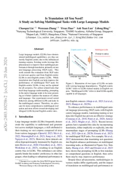 Is Translation All You Need? A Study on Solving Multilingual Tasks with Large Language Models