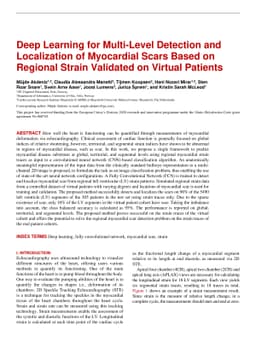 Deep Learning for Multi-Level Detection and Localization of Myocardial
  Scars Based on Regional Strain Validated on Virtual Patients