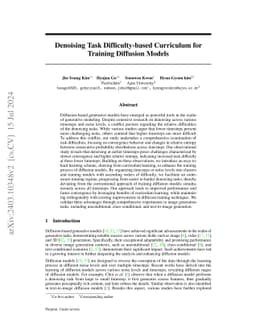 Denoising Task Difficulty-based Curriculum for Training Diffusion Models