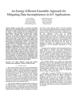 An Energy-Efficient Ensemble Approach for Mitigating Data Incompleteness
  in IoT Applications