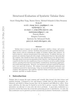 Structured Evaluation of Synthetic Tabular Data