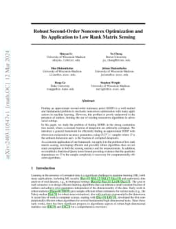 Robust Second-Order Nonconvex Optimization and Its Application to Low
  Rank Matrix Sensing