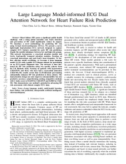 Large Language Model-informed ECG Dual Attention Network for Heart
  Failure Risk Prediction
