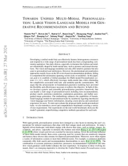 Towards Unified Multi-Modal Personalization: Large Vision-Language
  Models for Generative Recommendation and Beyond