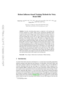 Robust Influence-based Training Methods for Noisy Brain MRI