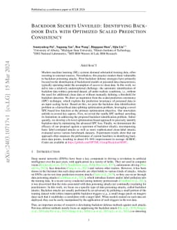 Backdoor Secrets Unveiled: Identifying Backdoor Data with Optimized
  Scaled Prediction Consistency