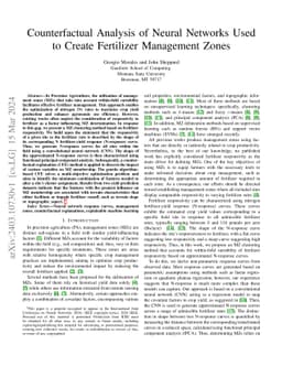 Counterfactual Analysis of Neural Networks Used to Create Fertilizer
  Management Zones