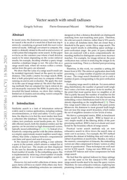 Vector search with small radiuses