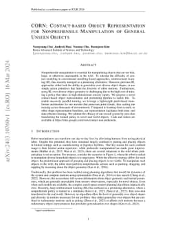 CORN: Contact-based Object Representation for Nonprehensile Manipulation
  of General Unseen Objects