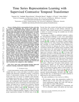 Time Series Representation Learning with Supervised Contrastive Temporal
  Transformer