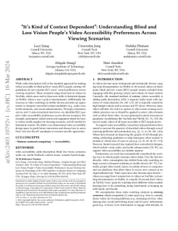 "It's Kind of Context Dependent": Understanding Blind and Low Vision
  People's Video Accessibility Preferences Across Viewing Scenarios