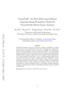 VisionCLIP: An Med-AIGC based Ethical Language-Image Foundation Model
  for Generalizable Retina Image Analysis